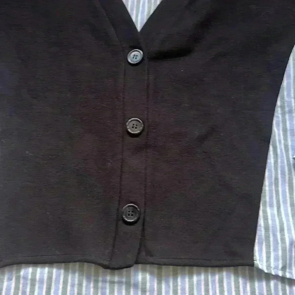 Zara  | Mixed media poplin stripe and black cardigan - Picture 5 of 9